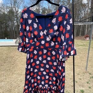 kate spade Dotty Floral Flounce Midi-Dress